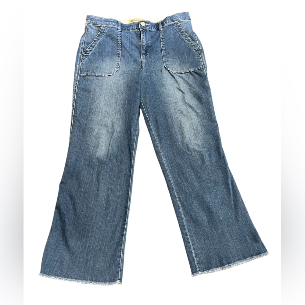 Democracy AB Technology High Waist Stretch Frayed Hem Cropped Jeans Size 14